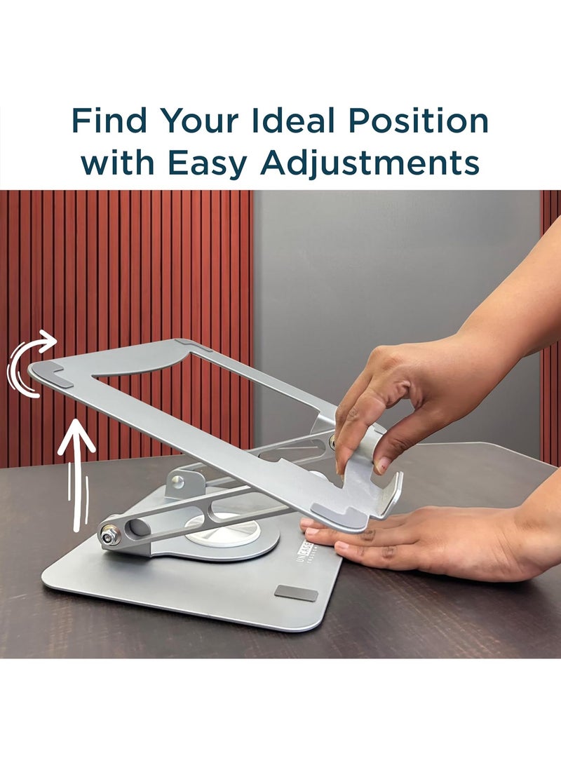 فورثكان حامل كمبيوتر محمول دوار للمكتب، حامل كمبيوتر/iPad قابل للتعديل للمكتب مع دوران 360 درجة، حامل كمبيوتر محمول محمول للمكتب المنزلي، إكسسوارات مريحة ومناسبة للعمل - Image 3